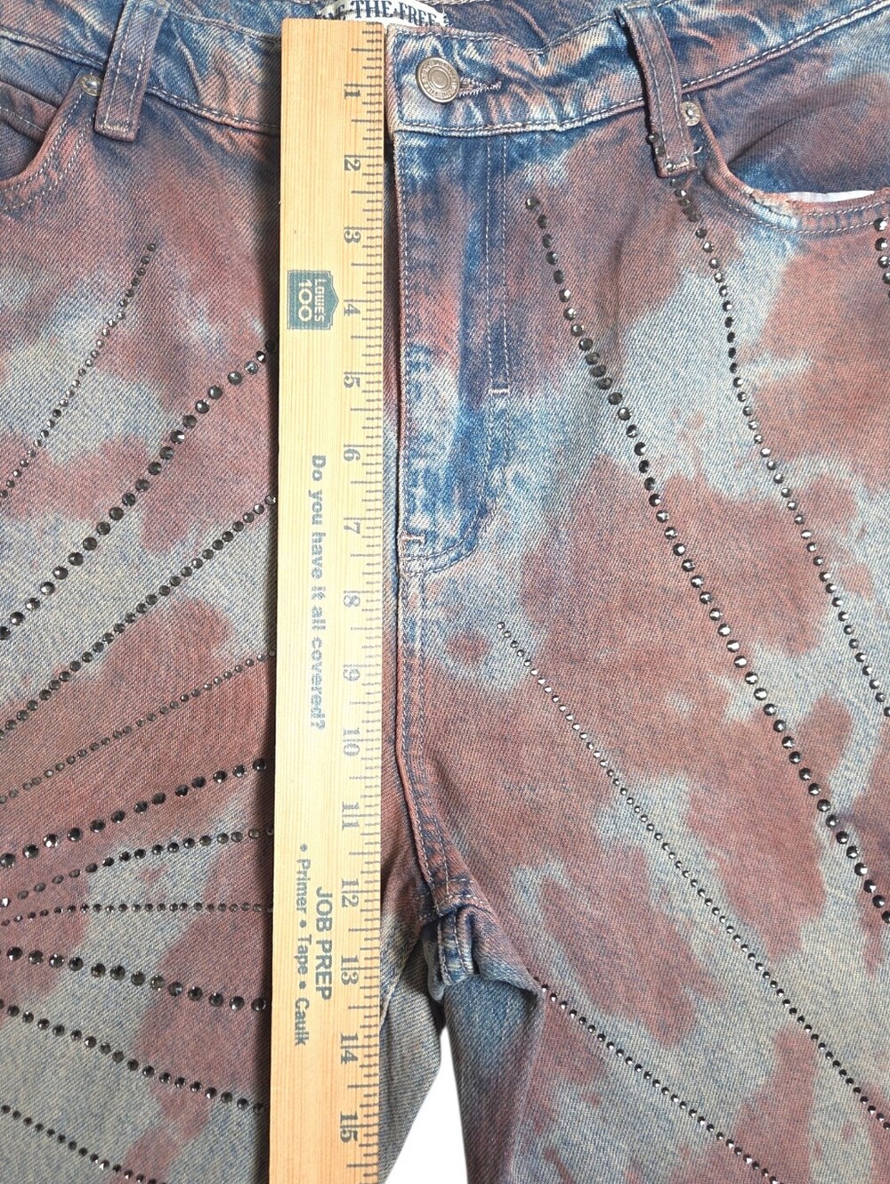 We The Free Aurora Tie Dye Sequin Flare Jeans Mid Rise Y2K Denim 31 NWOT - Picture 9 of 16